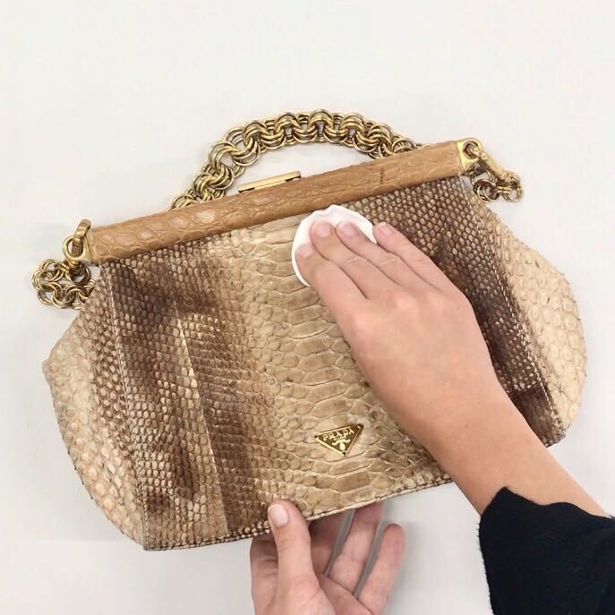 Cleaning snakeskin Prada handbag